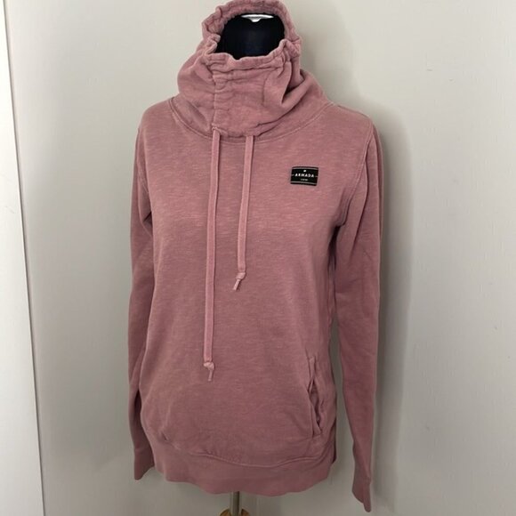 𝅺ARMADA sweat shirt high cinch neck sz sm dusty pink - Picture 1 of 7